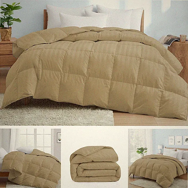 1000 TC Down Alternative Hotel Comforter OR Sets Taupe Stripes Select Item