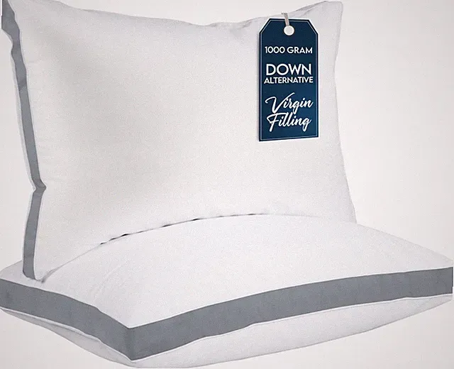 Back Stomach Side Sleeper Pillows Queen Set of 2 Grey Down Alternative