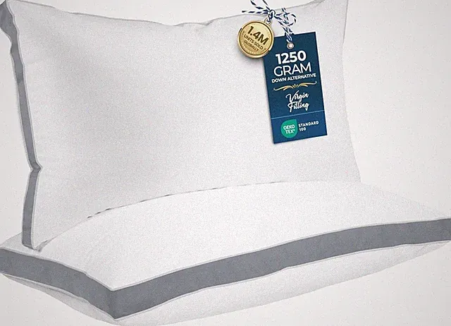 Bed Pillows King Size Grey Set of 2 Down Alternative Cooling UB1153 Utopia Soft