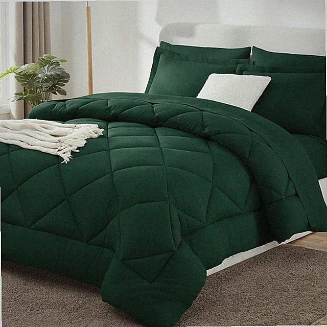 CozyLux Full Size Comforter Set 7 Piece Emerald