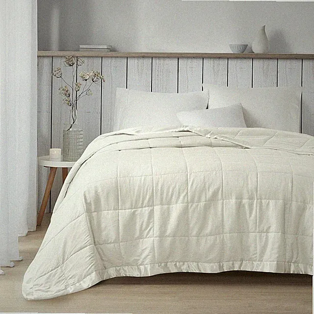 Down Alternative Blanket, Moisture Wicking Finish with Satin Trim, Ivory