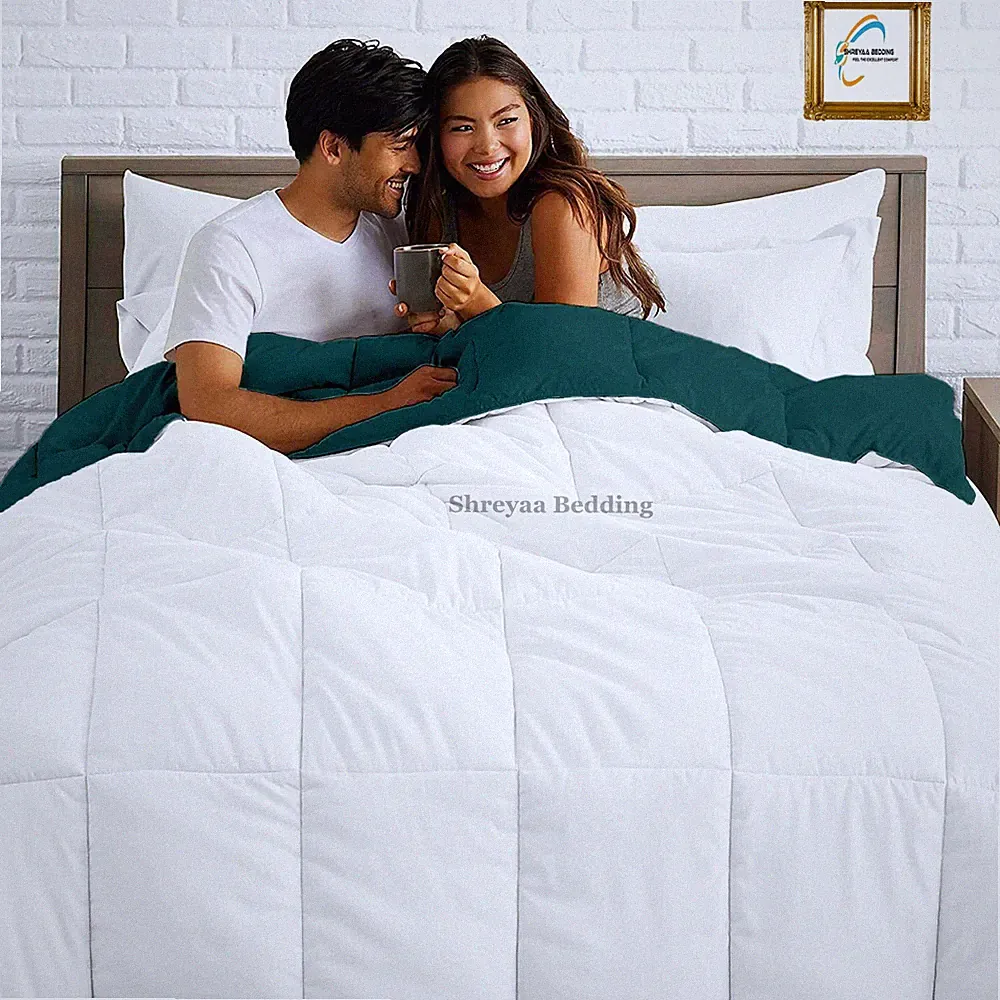 Down Alternative Reversible Comforter 1000 TC Egyptian Cotton King Size