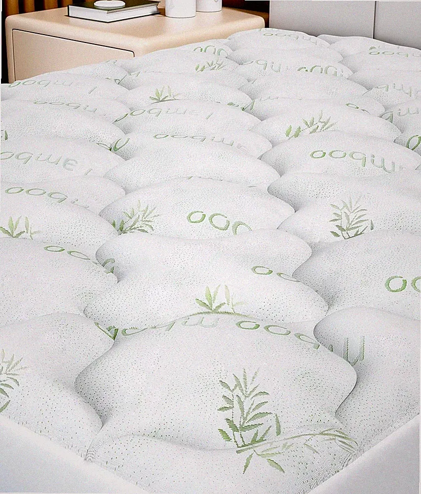 Extra Thick Bamboo Mattress Topper 1000GSM Down Alternative Fill Cooling Deep Fi