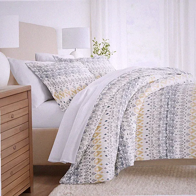 Kaycie Gray Fashion Down-Alternative Comforter Set in Geometric Mayan Design