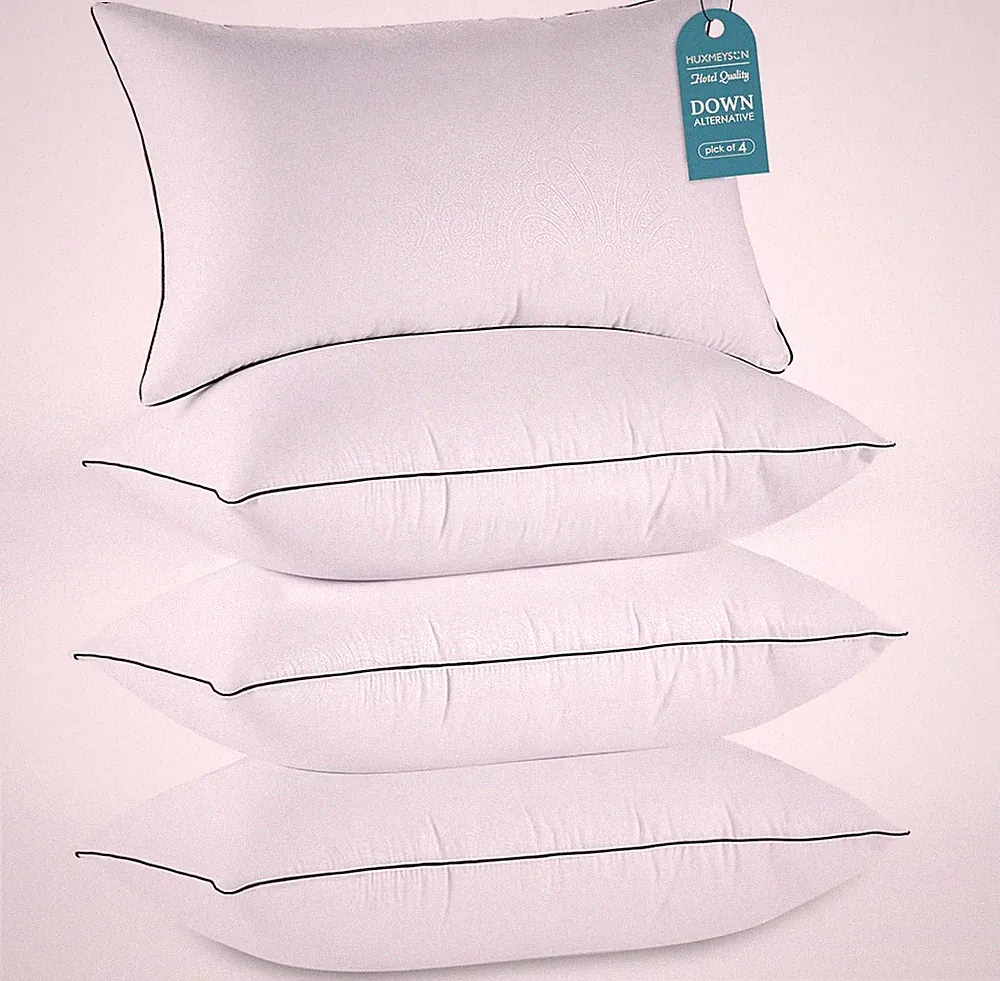King Size Pillows Set of 4, Luxury Hotel Bed Pillows Set with down Alternative F