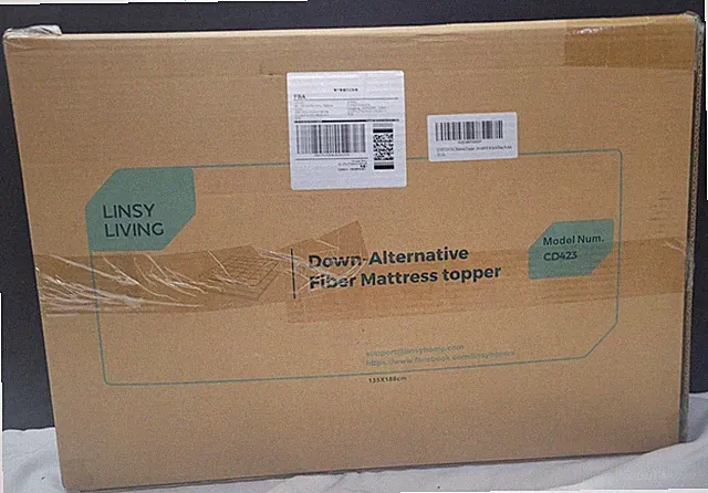 Linsy Living Full Size Down Alternative Fiber Mattress Topper, White, 74" x 53"