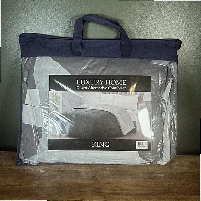 Luxury Home Down Alternative Comforter, King Size Classic Gray Bedspread