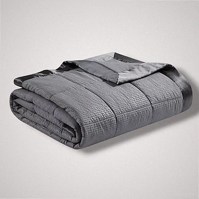 Madison Park Gray Oversized Satin Trim Down Alternative Full/Queen Size Blanket