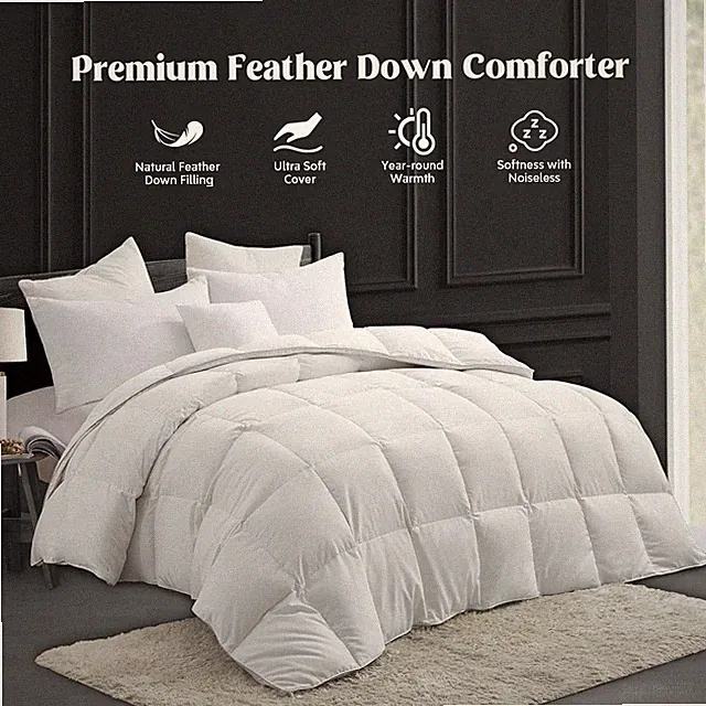 Moisture-wicking Ultimate Cozy Oversized Down Feather Comforter, King or Queen