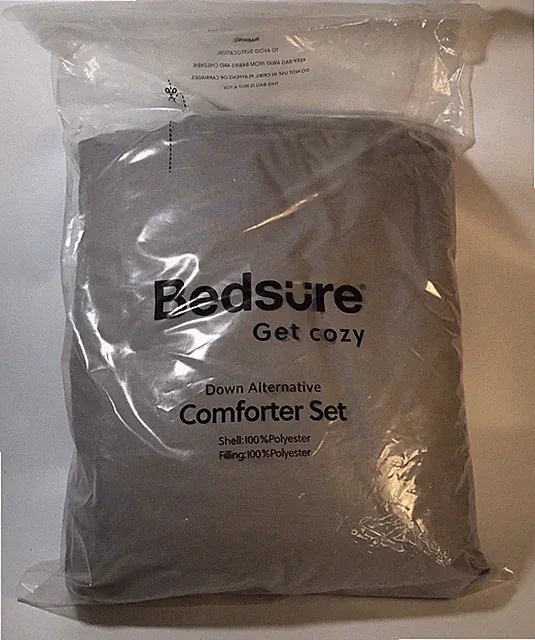 New Bedsure Down Alternative 100% Polyester Comforter Set Grey Full Size