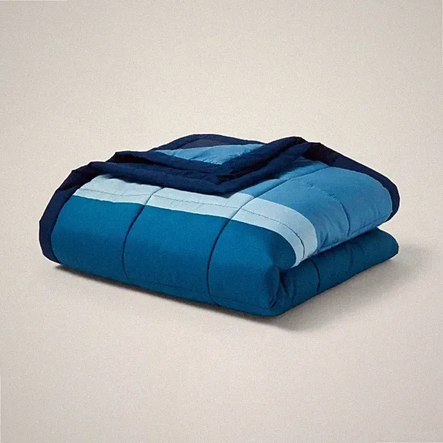 Quilted Down Alternative Bed Blanket - Room Size Full/Queen Color Navy Blue