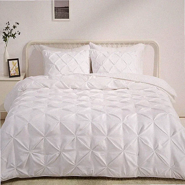 Soft, Lightweight Down-Alternative Comforter Set, 3-Piece Pinch-Pleat Bedding Se