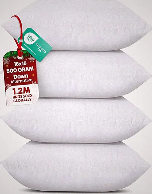 Utopia Bedding Throw Pillows (Set of 4, White) – 18 X 18 Inches down Alternative